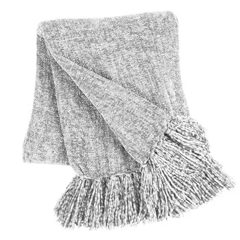 Gray Chenille Throw Blanket