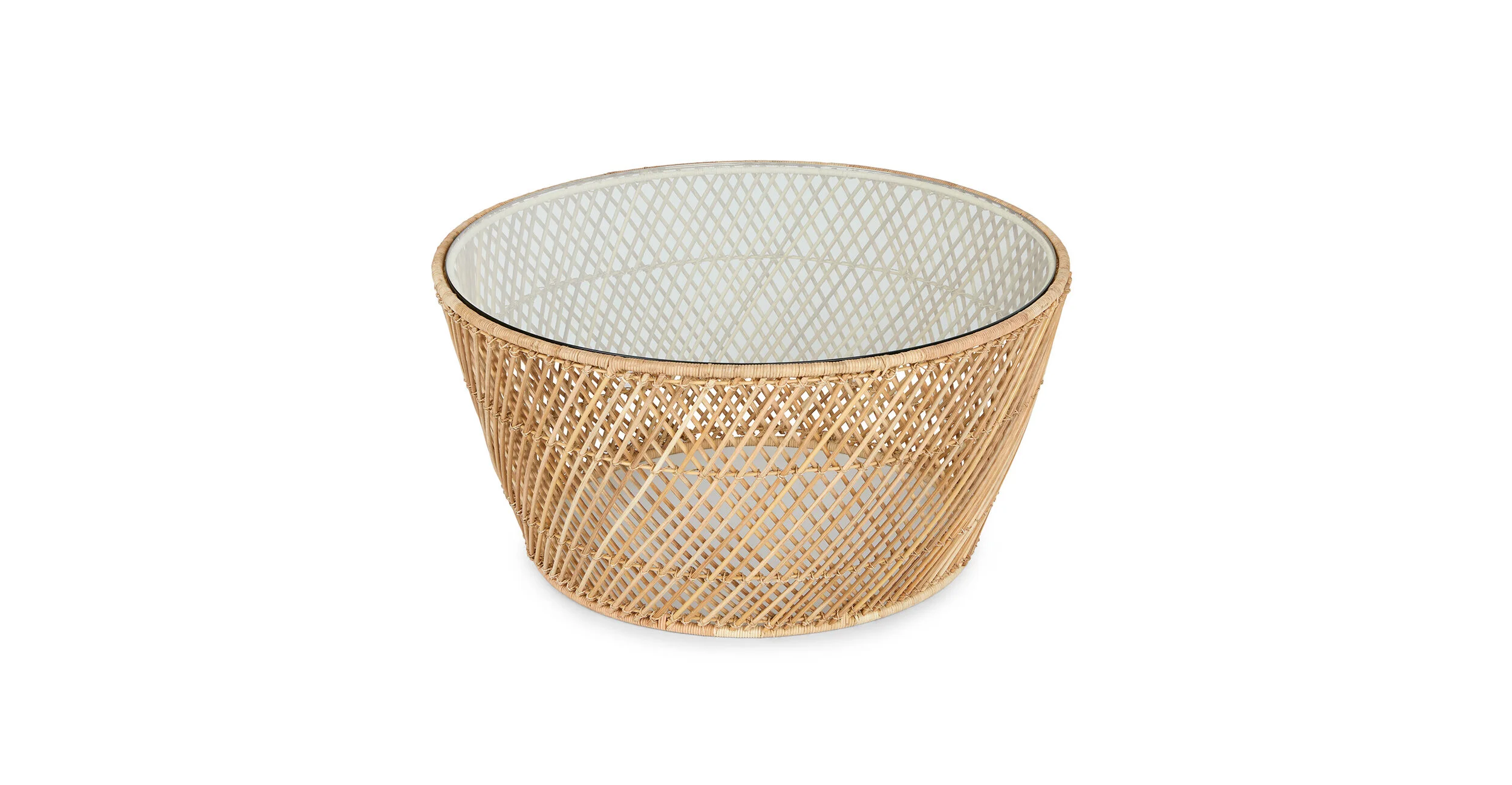 Rattan Glass Coffee Table