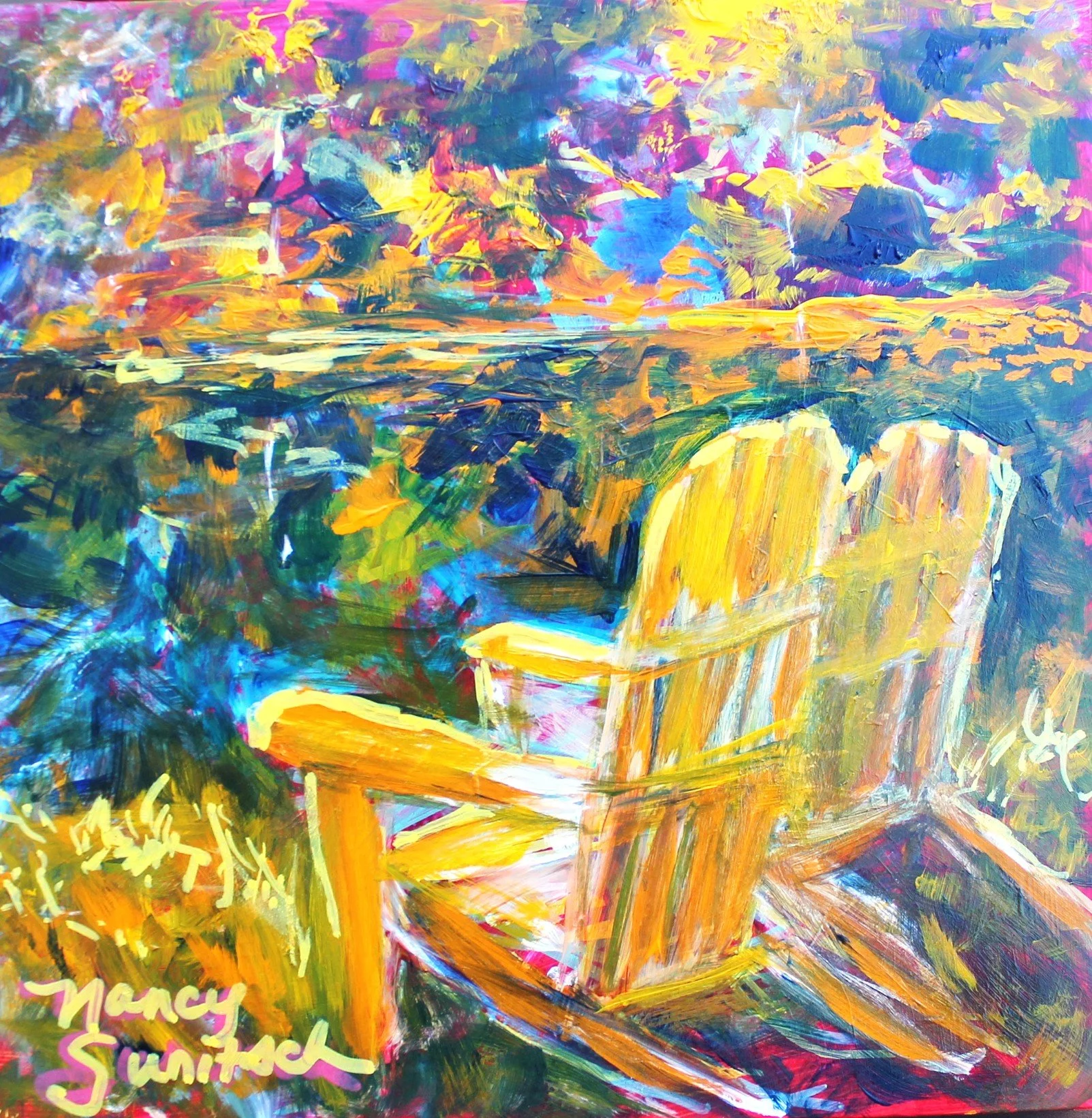 Peaceful Spot, 2026.  Acrylic on Wood Panel, 8 x 8"