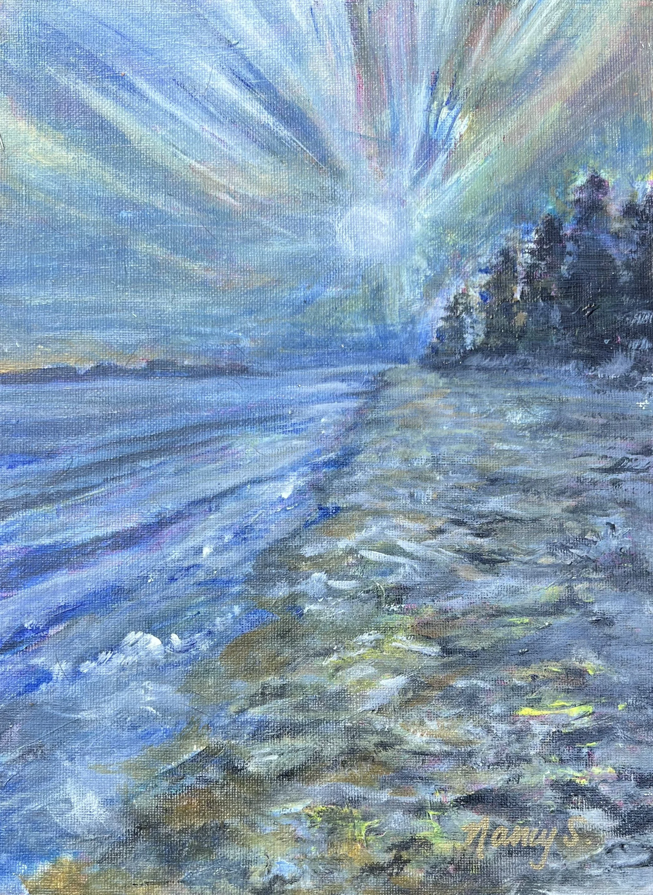 Walking to the Point, 2023. Acrylic on canvas, 8 x 10"