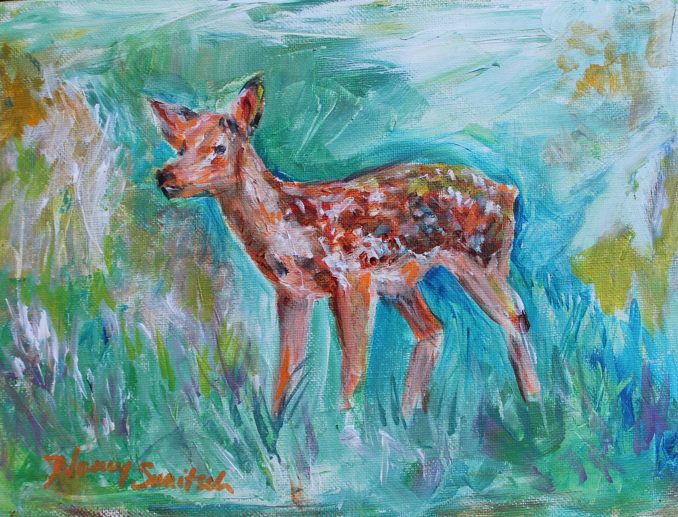 Lonely Traveler, 2026.  Acrylic on Canvas Panel, 9 x 12"