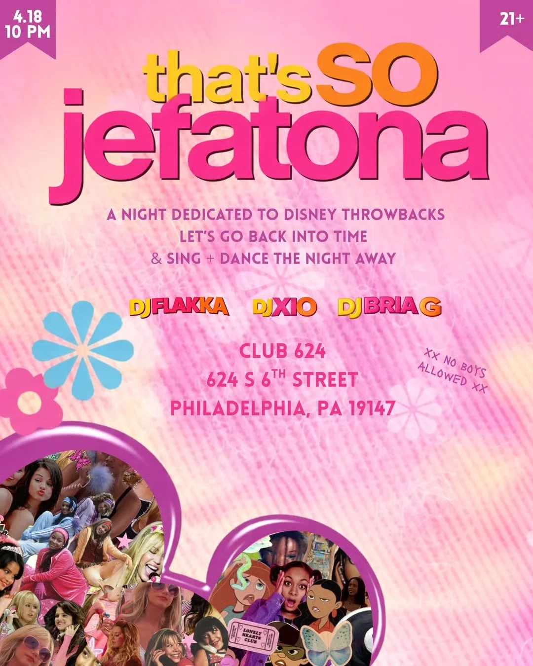 That's So Jefatona: Disney Throwbacks Night - Saturday, April 18 at 10:00 PM at Club 624 in Bella Vista, Philadelphia