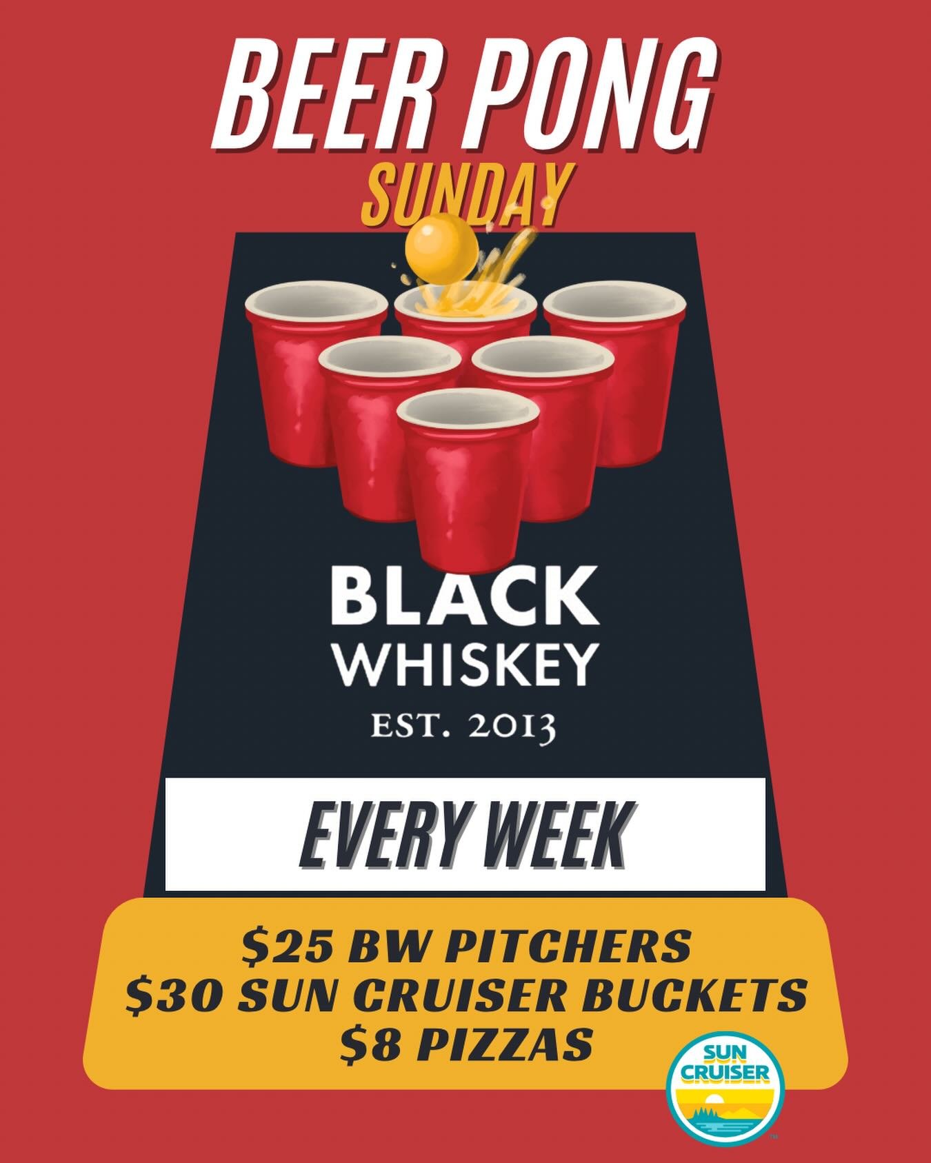 New for the summer! Beer Pong every Sunday featuring Sun Cruiser.