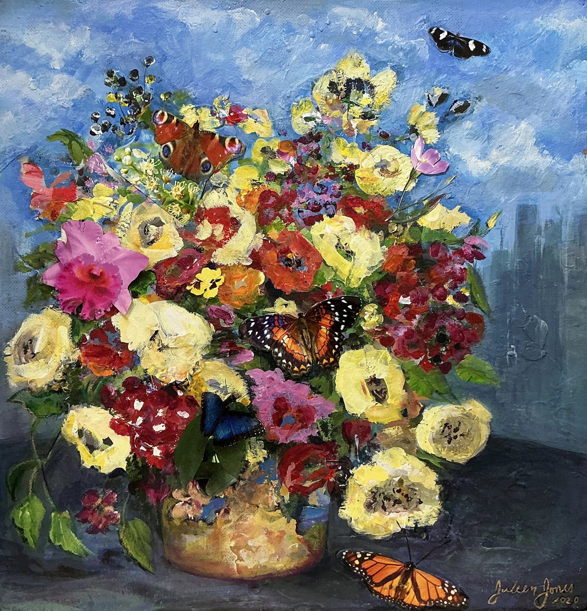 Juleen Jones - Garden Flowers with Cityscape.jpg