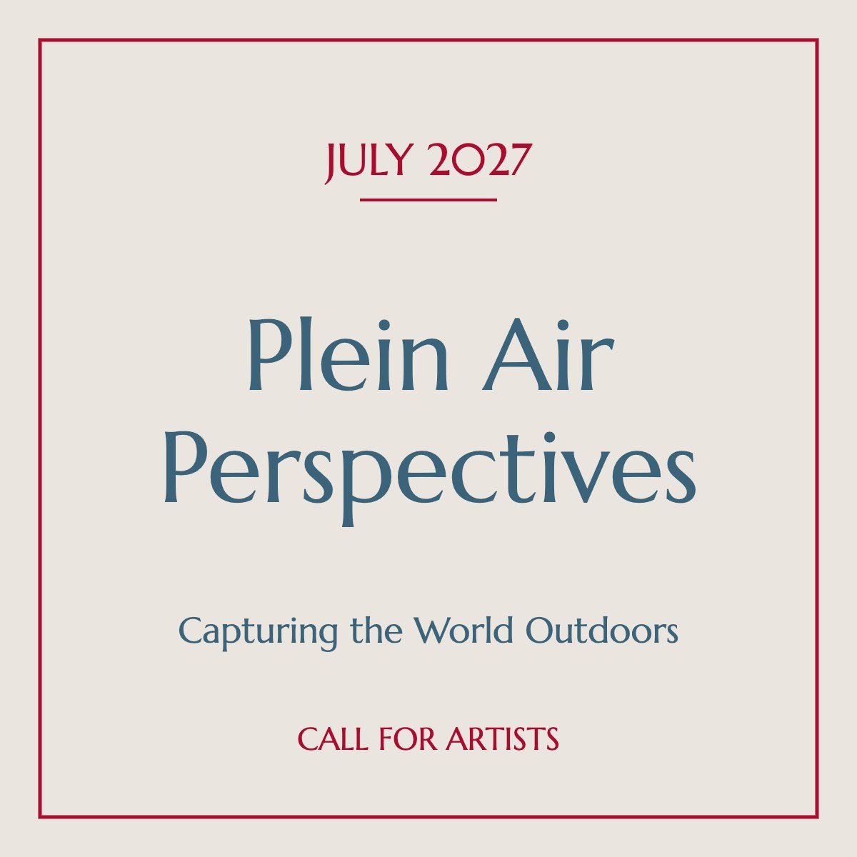 Plein Air Perspectives | July 2027