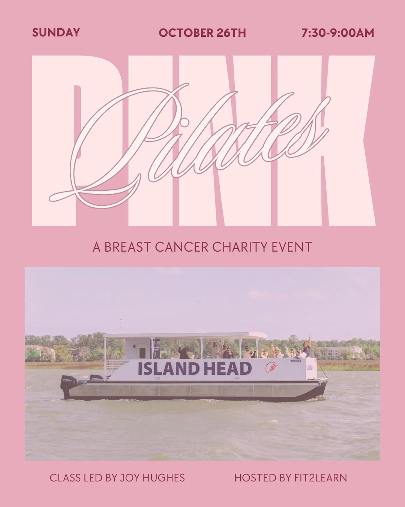 Bring your mat this Sunday morning aboard Bonjour for Pink Pilates - a donation class in support of breast cancer awareness 🎀

DM us to reserve a spot or make a donation 💞

Do good, feel good, and move with purpose 🧘🏼&zwj;♀️