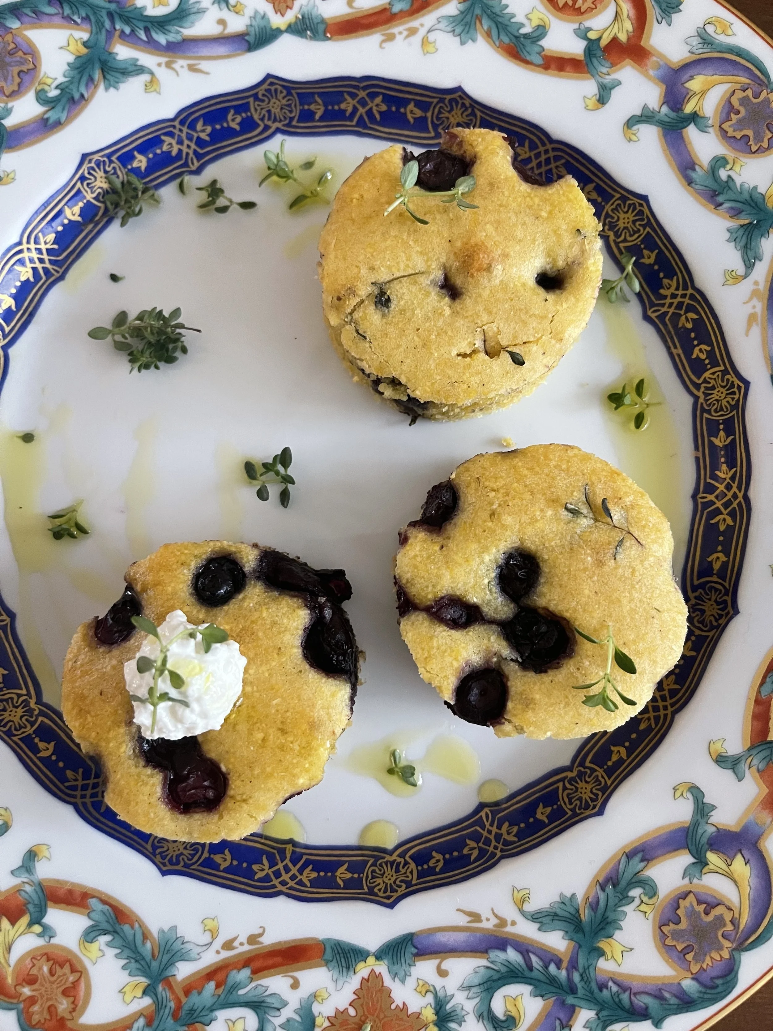 Blueberry,Thyme &amp; Olive Oil Mini-Cornbread Cakes