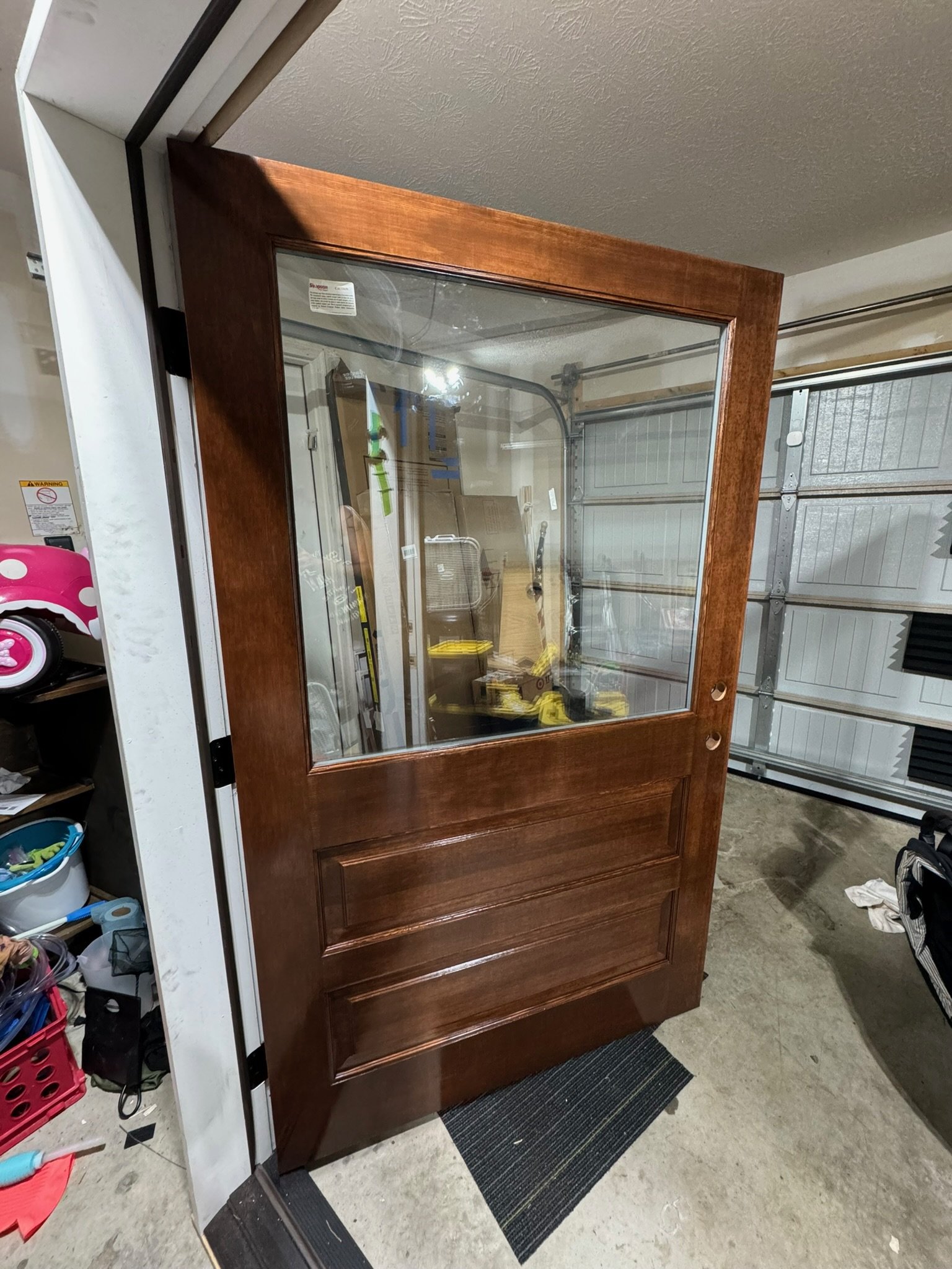 Custom red oak door stained and varnished for a bar on the Murfreesboro town square. 