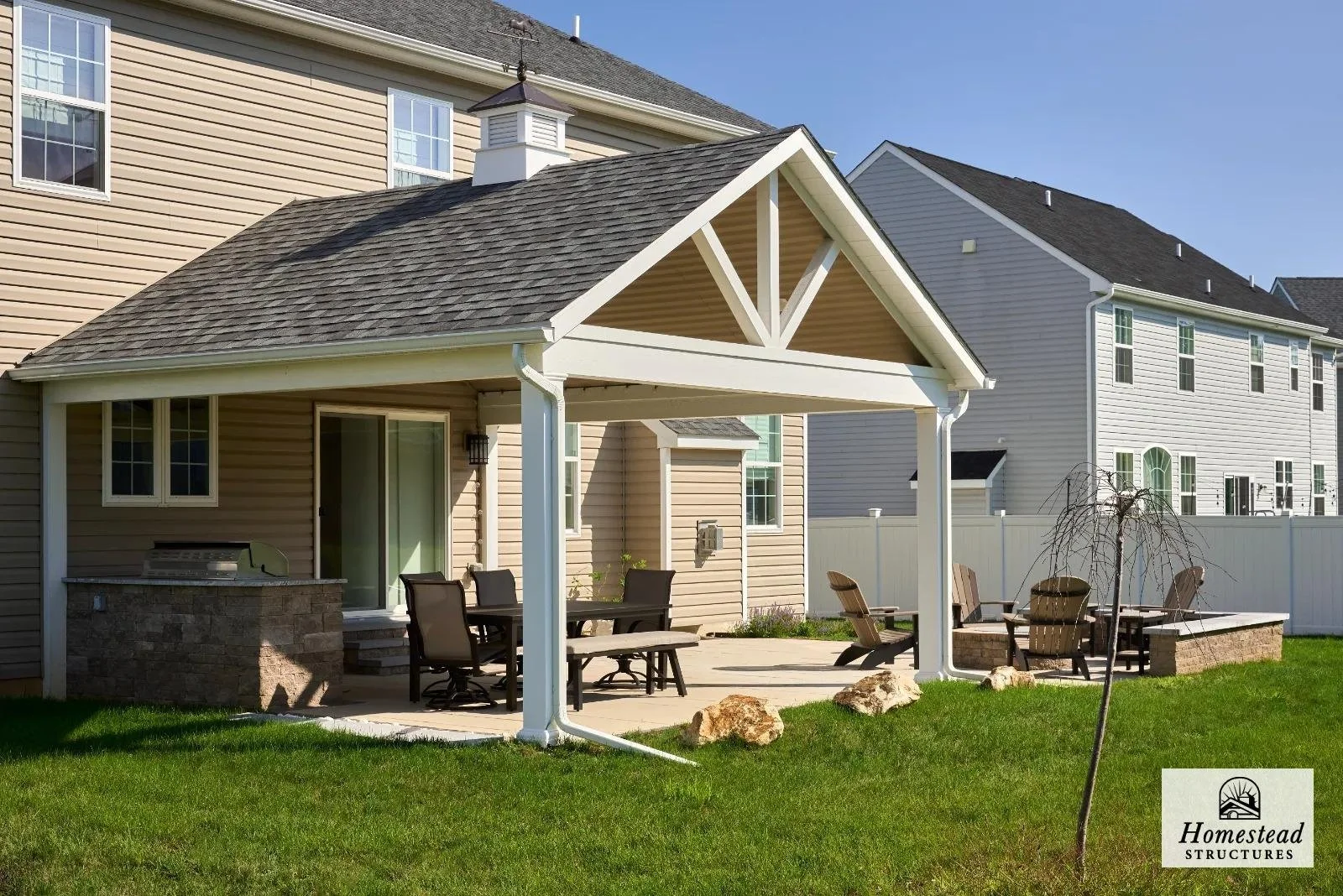 18x18 Attached patio pavilion