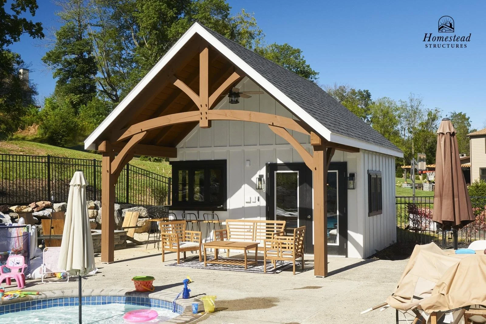 16x22 A-Frame Avalon Pool House w/Timberframe Pavilion 