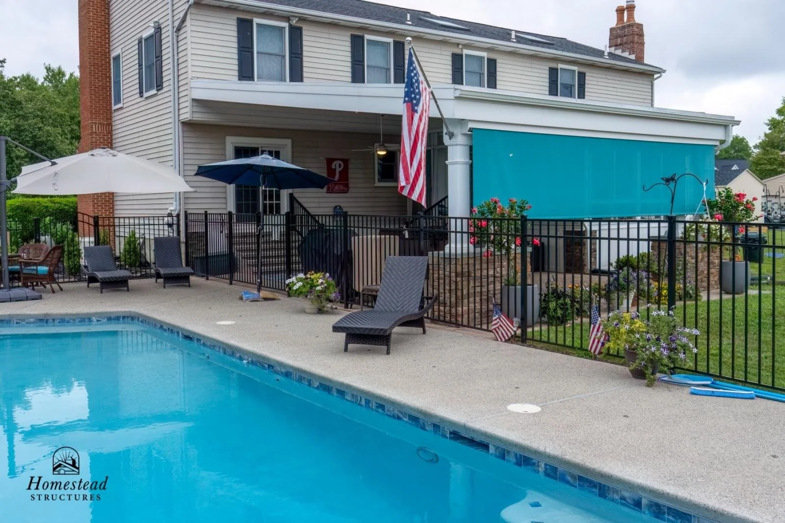 20x30 attached patio pavilion w/privacy screen