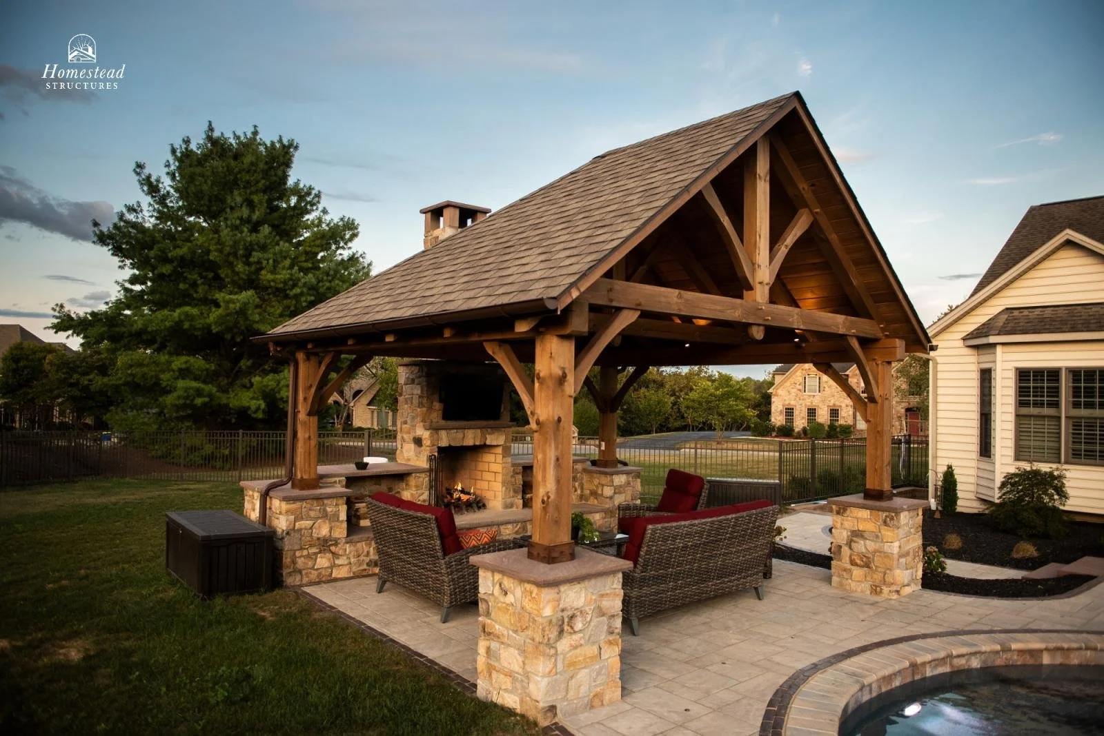 16x14 Timber Frame Pavilion w/fireplace