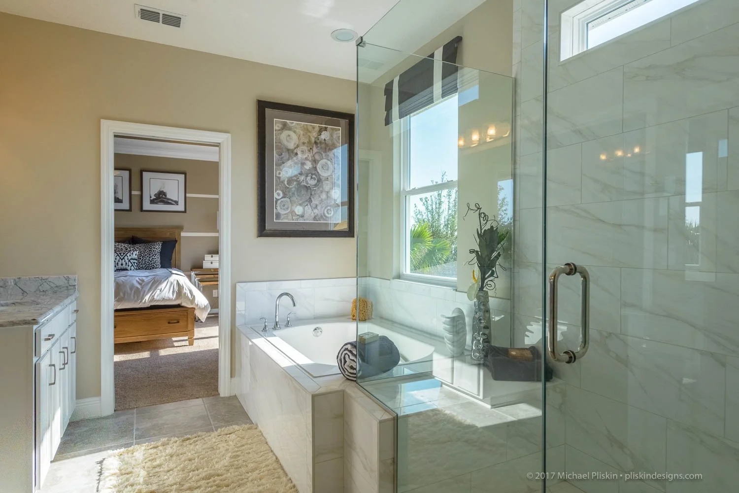 Master Bathroom with walk-in shower and spa tub