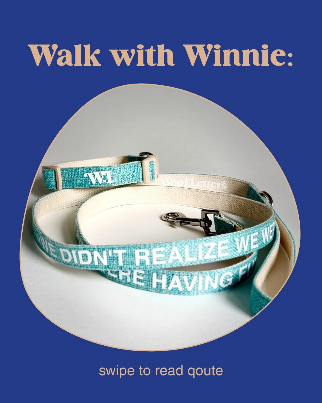 Meet our leash &laquo;Winnie&raquo; with the heartwarming quote &laquo;We didn't realize we were making memories, we just knew we were having fun.&raquo; The leash is made of hemp and cotton, in a stylish two-tone way. Now available in our shop.