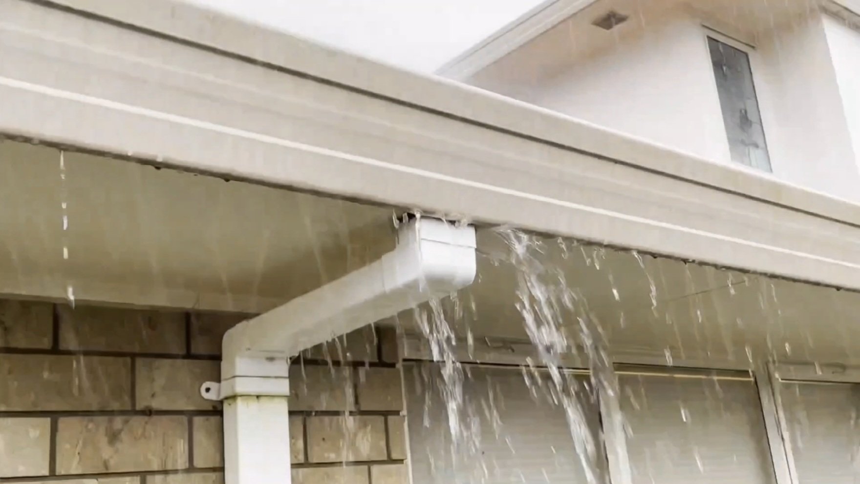 Water leaking soffits pouring dripping