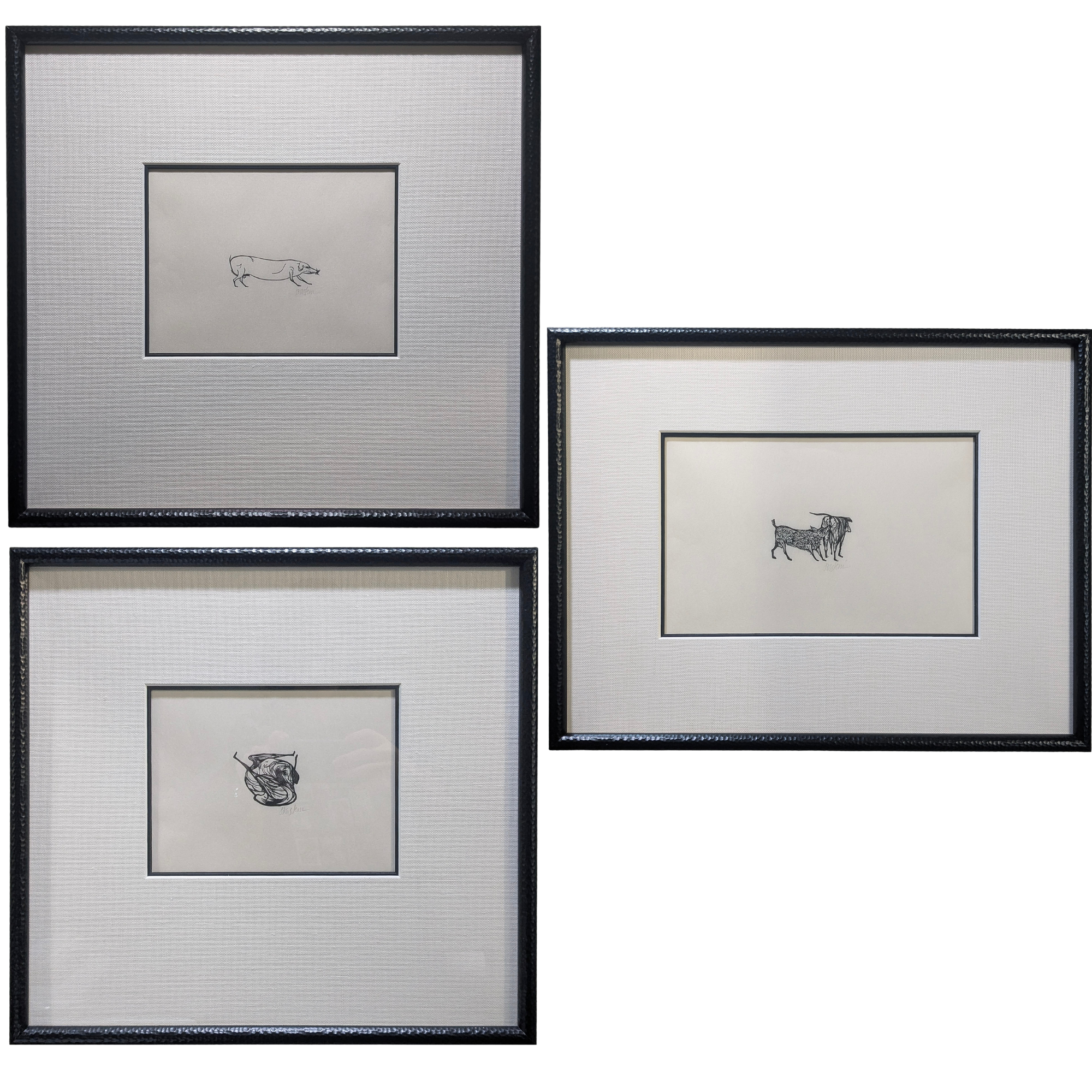 Castle Street Dogs - Leonard Baskin (Woodblock Prints)