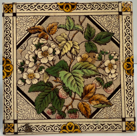 Antique English Victorian Decorative Ceramic Tile | Circa 1880
