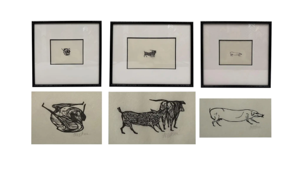 Leonard Baskin Dog Woodblock Prints from Castle Street Dogs 1952 | Set of Three