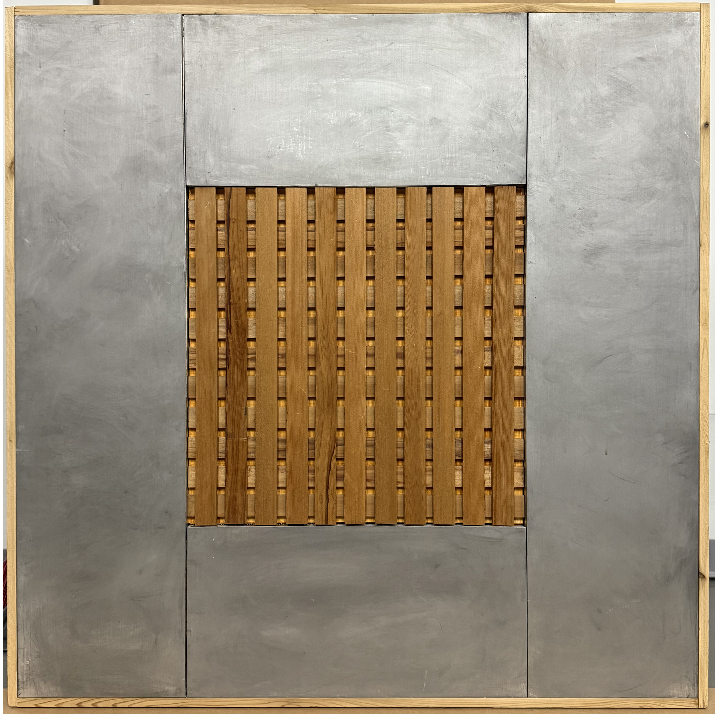 Wood Wall Relief Sculpture with Faux Metal Panels by Jesse Wright | Lattice Among the Steel