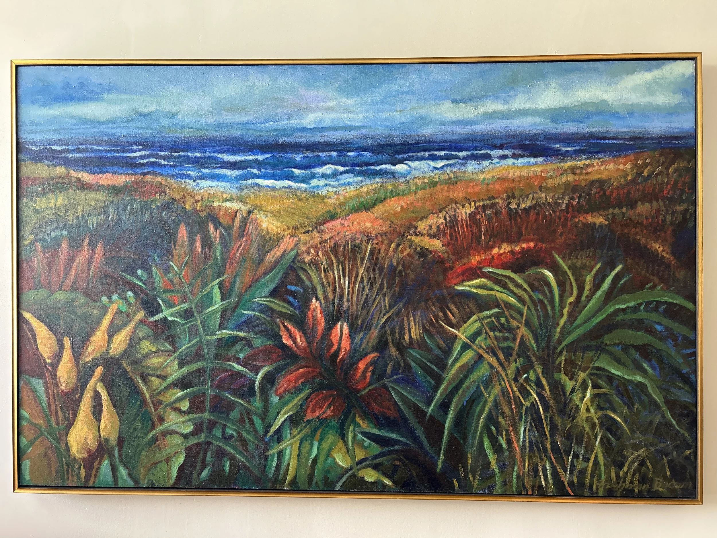 Coastal Dune Oil Painting by Louise Freshman Brown | Custom Framed