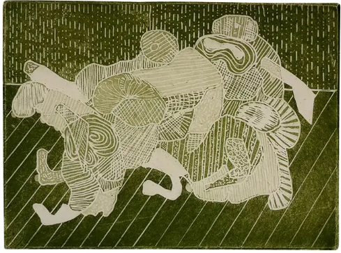 Abstract Impressionist Print on Paper | Attributed to Stanley J. Krupa