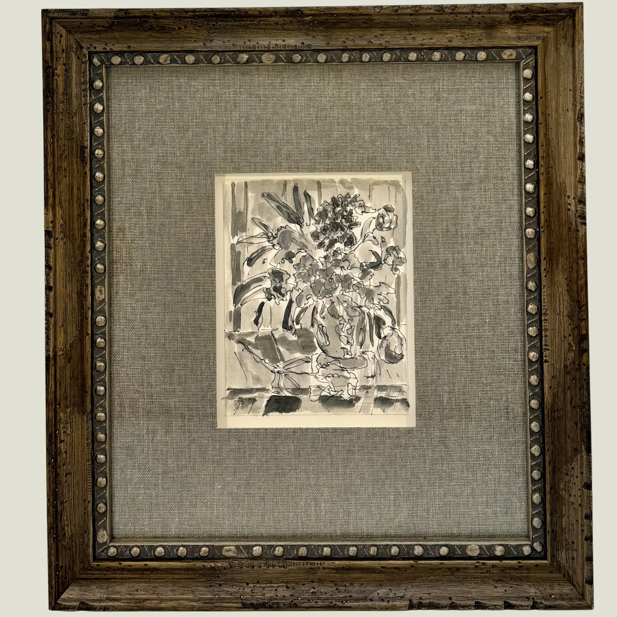 Flower Filled Vase - Unknown Artist (Original Watercolor and Ink)