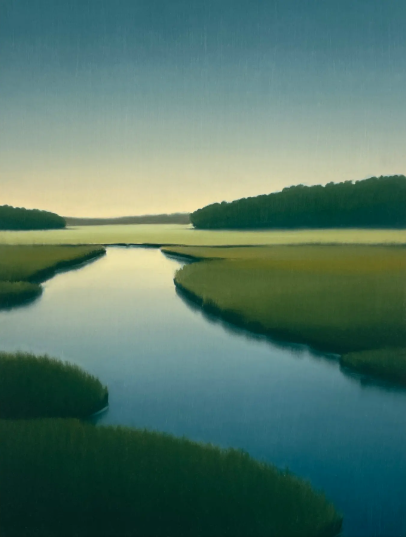 Marshland River at Dusk Giclée Print by Jacob Cooley on Watercolor Paper