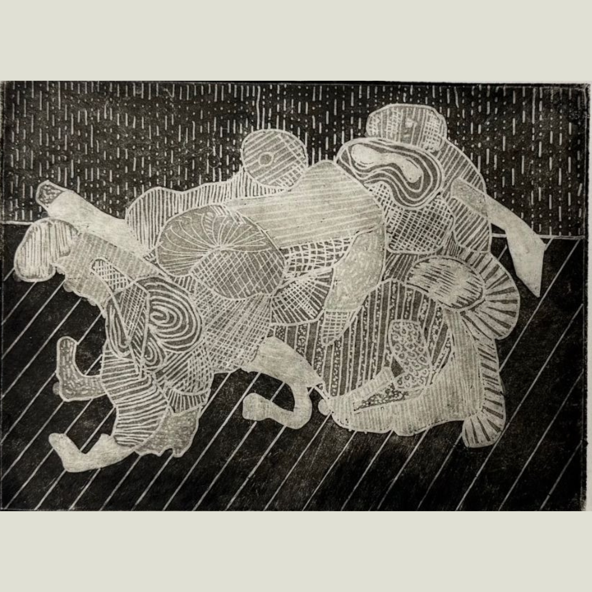 Looking for a Contact Lens - Stanley J. Krupa (Woodblock on Paper)