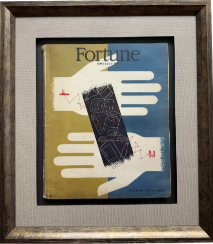 Vintage 1947 Fortune Magazine Cover Illustration by Hans Moller | Custom Framed