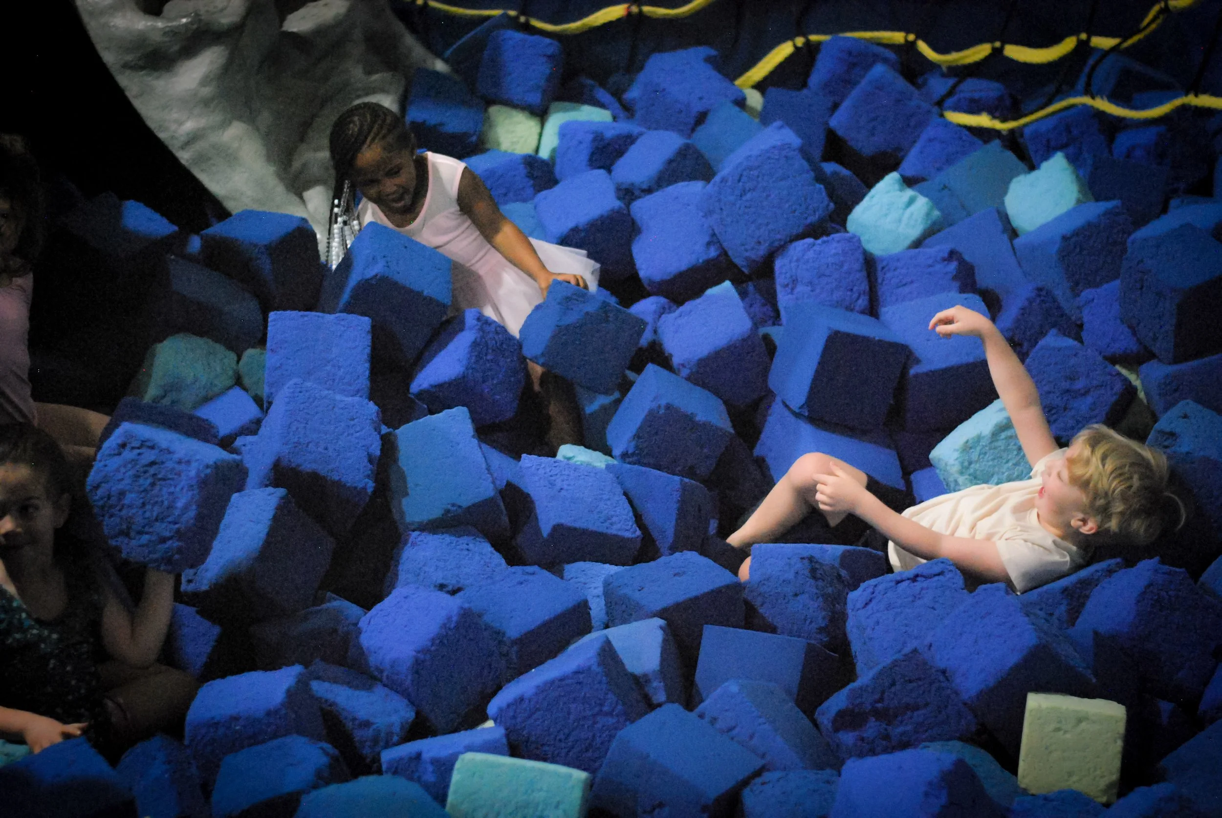 Our preschool gymnastics kids enjoying one of our two foam pits