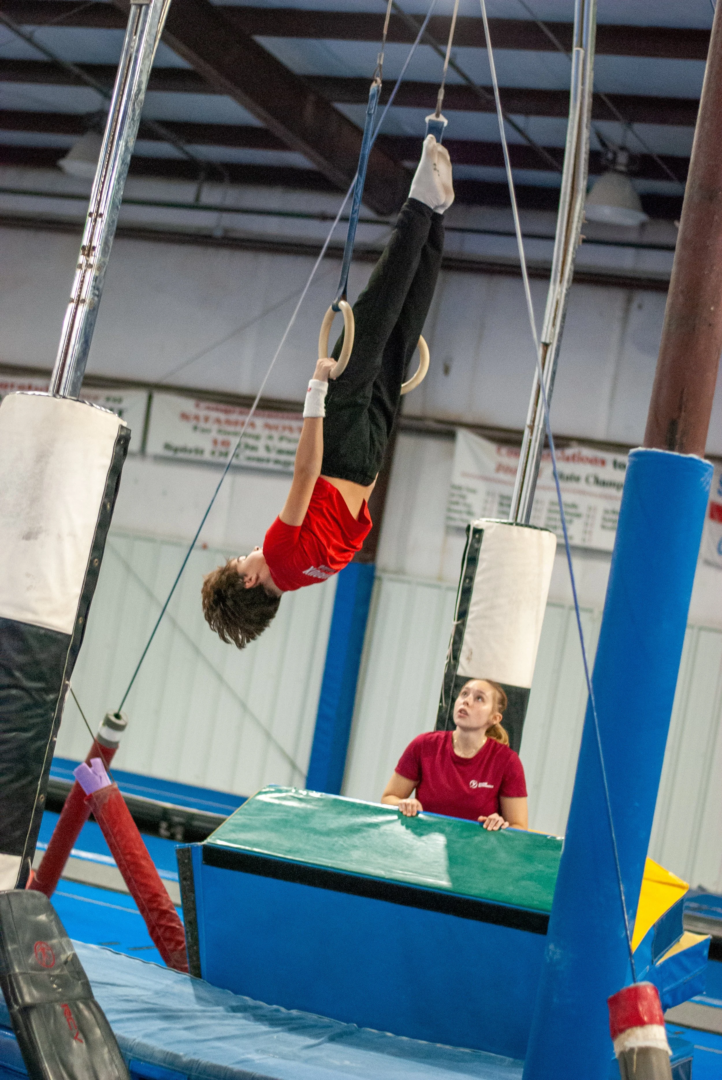 Boys gymnast ring hold