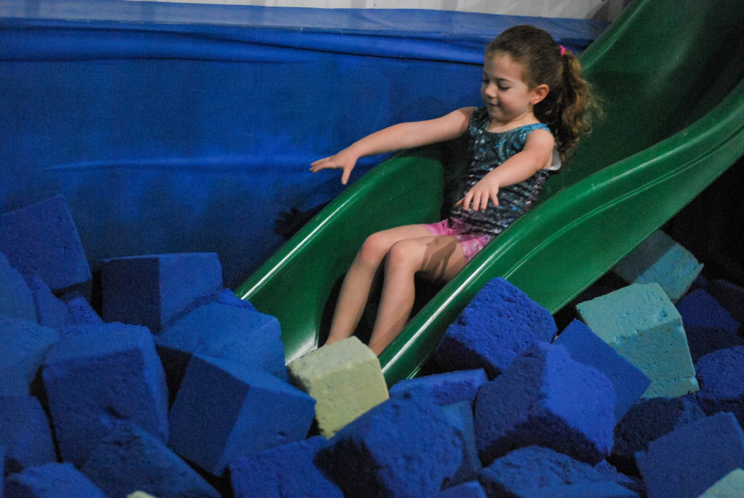 foam pit sliding at summer camp