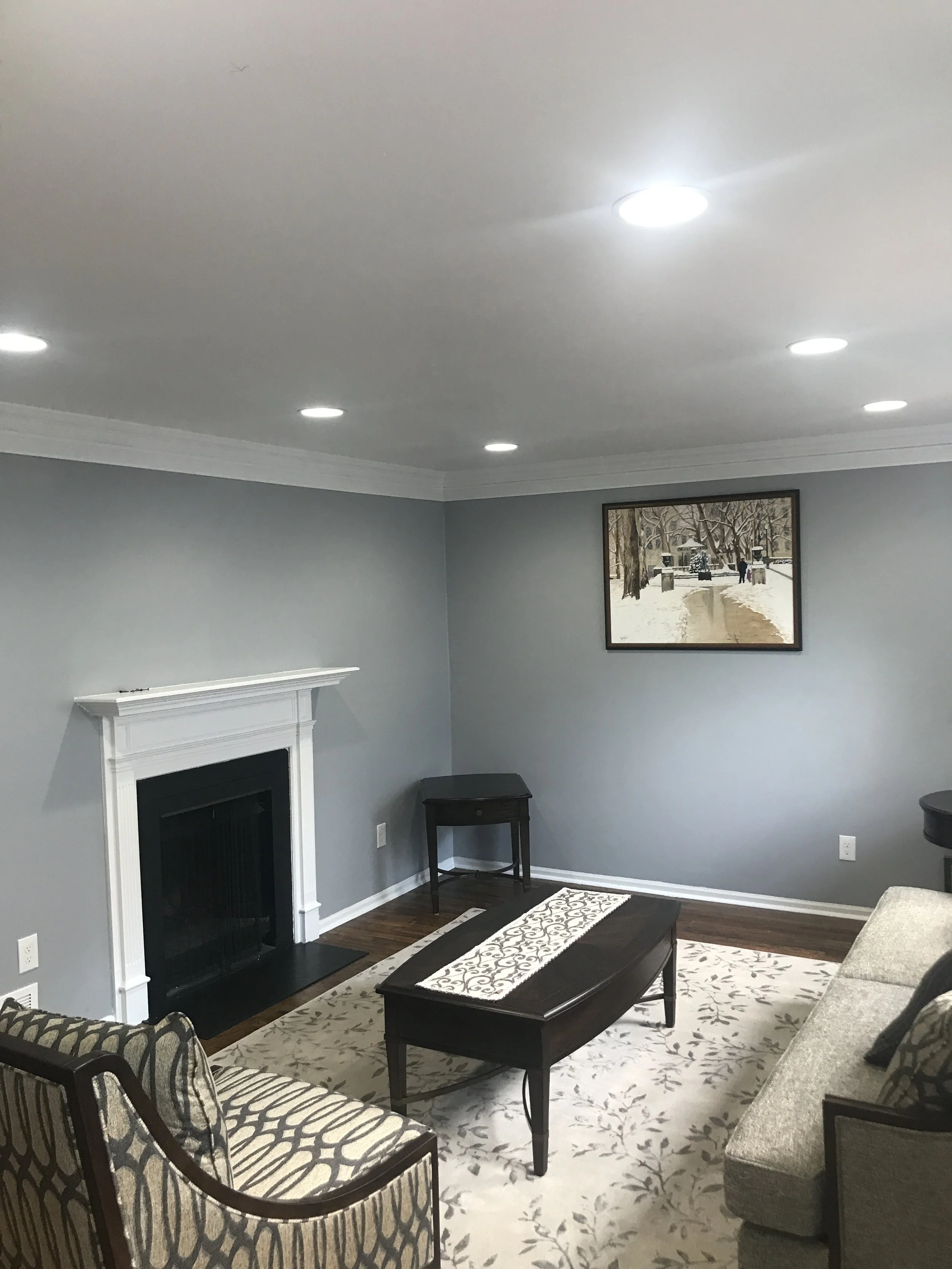 Recessed Lighting Installed-Residential Living Room