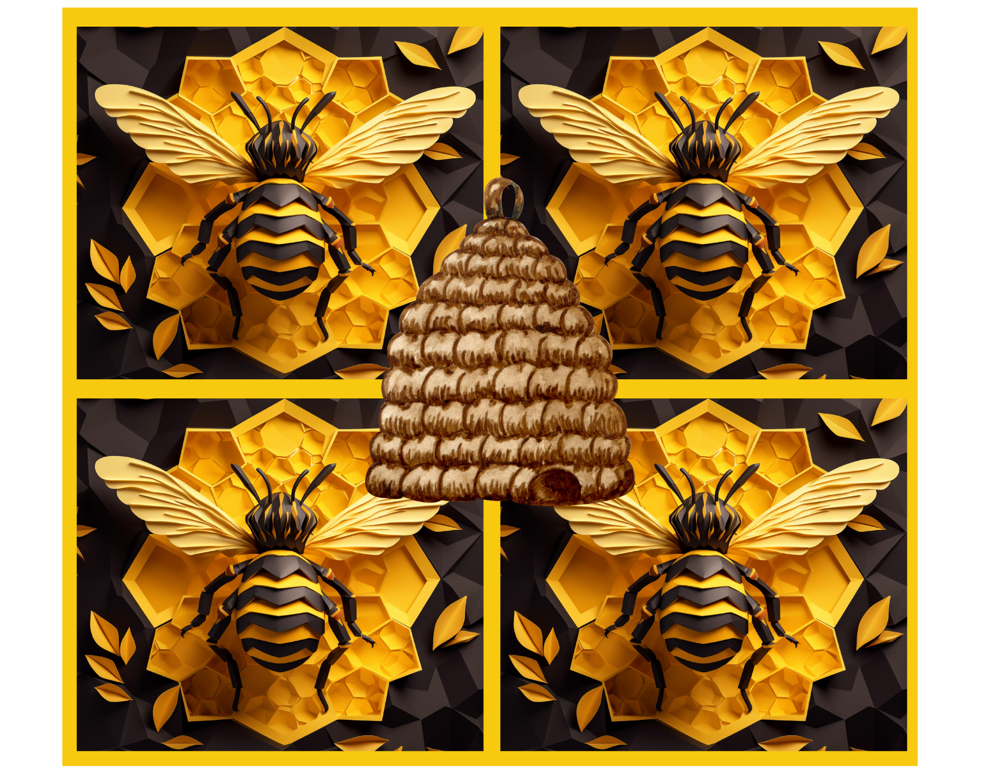 3D BEE'S WITH HONEYCOMB.png