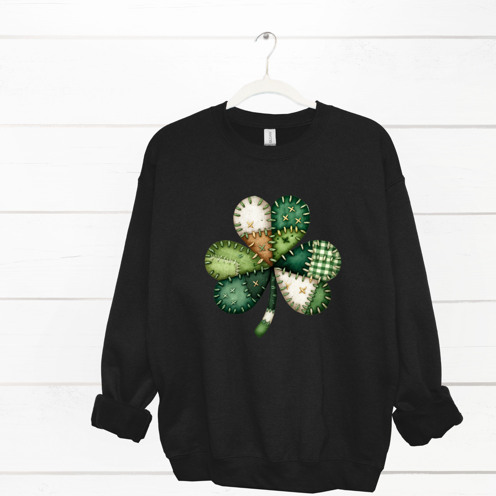 Patchwork Saint Patrick Day Shamrock Sweatshirt