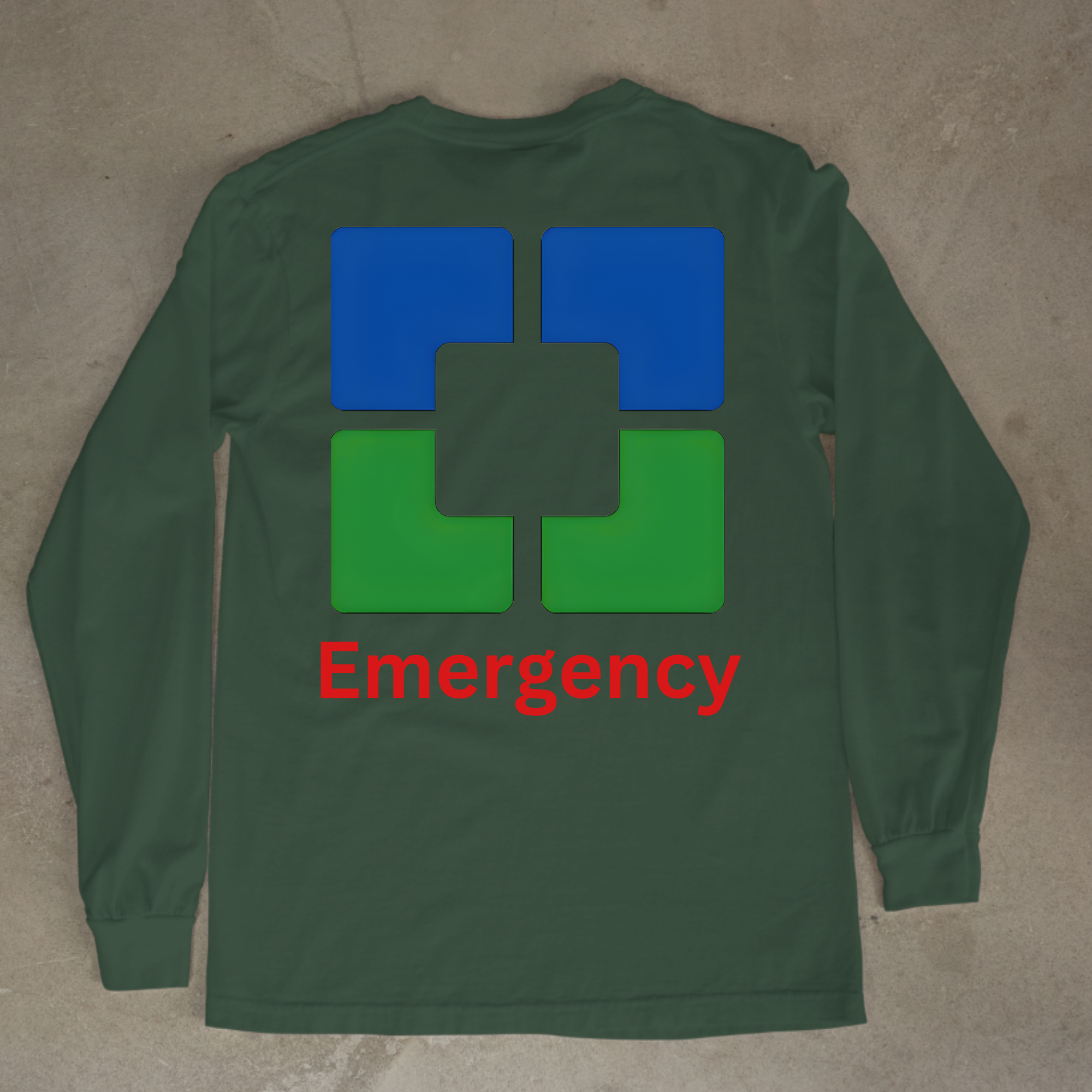 Cleveland Clinic Emergency Services Hunter Green long sleeve Back.png