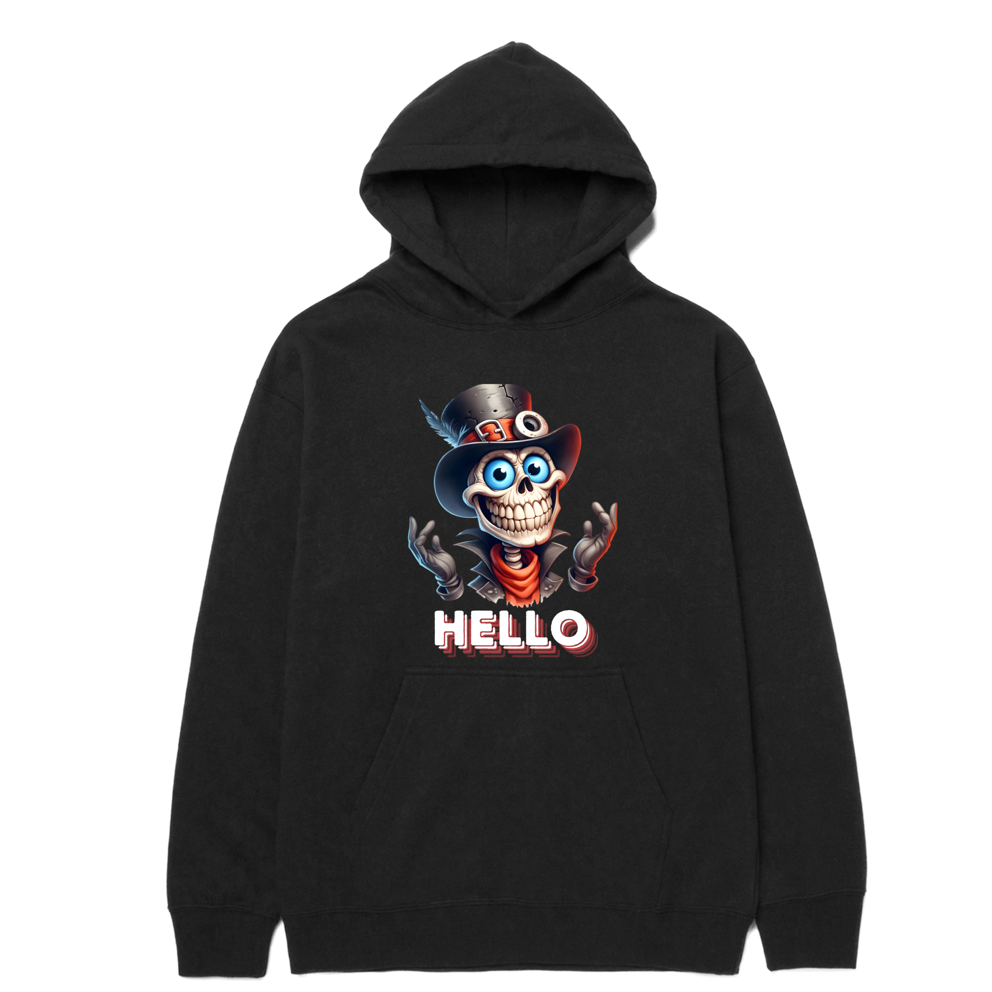 Skeleton Man with Hat Hello Hoodie