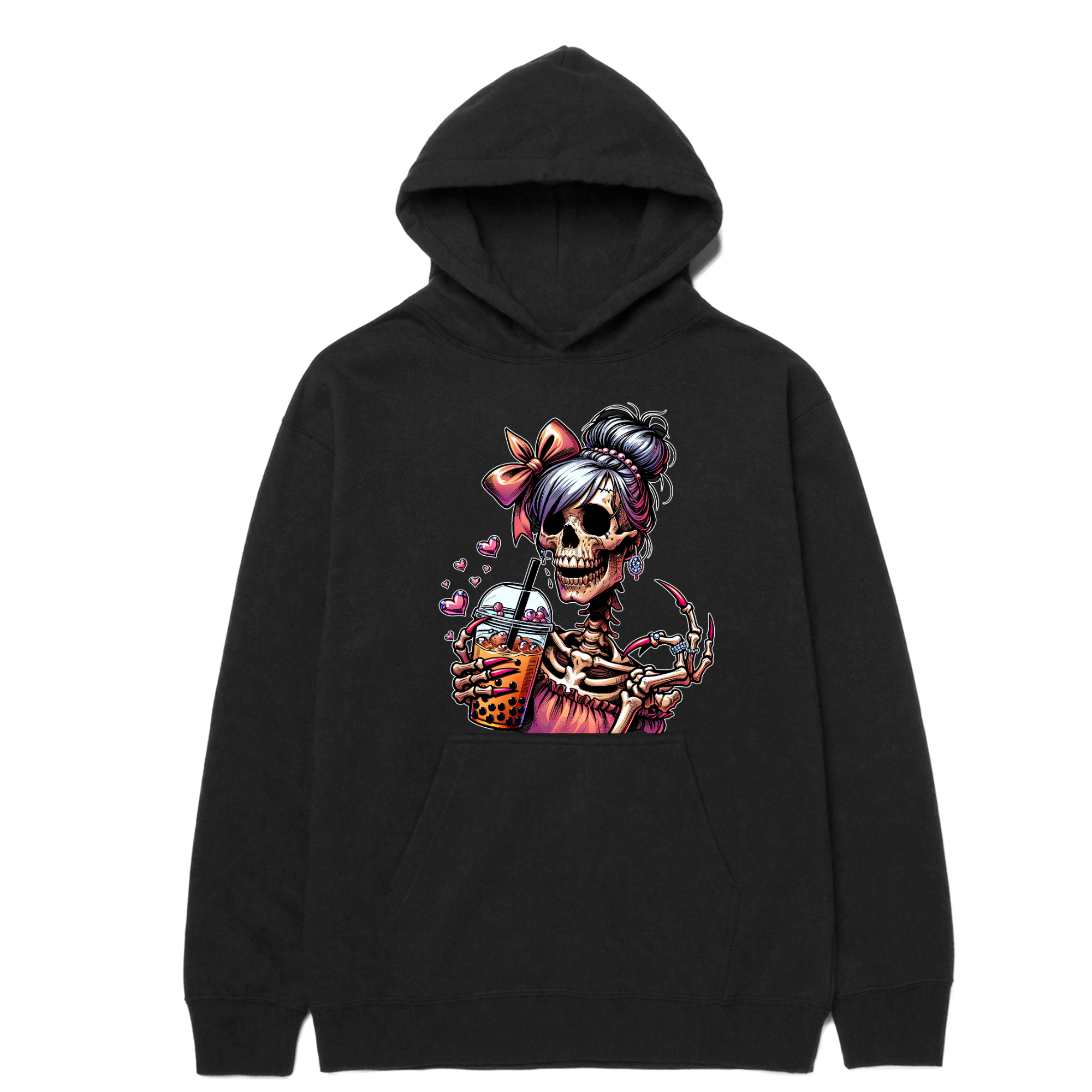 Skeleton Girl With Coffee Hoodie