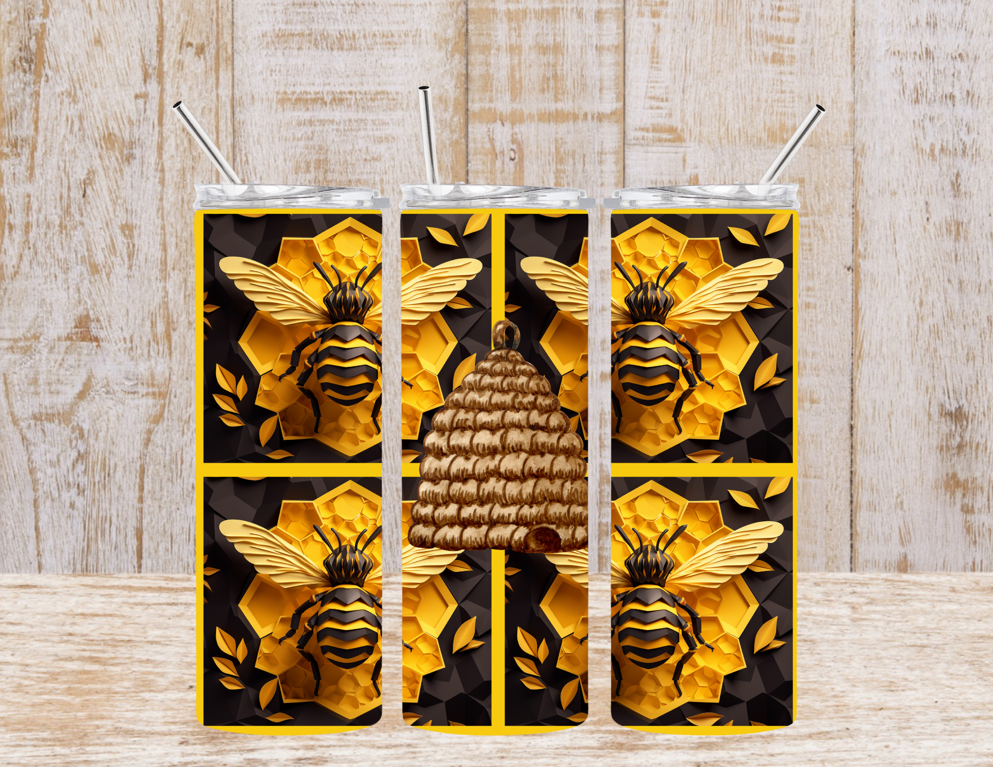 3D BEE'S WITH HONEYCOMB