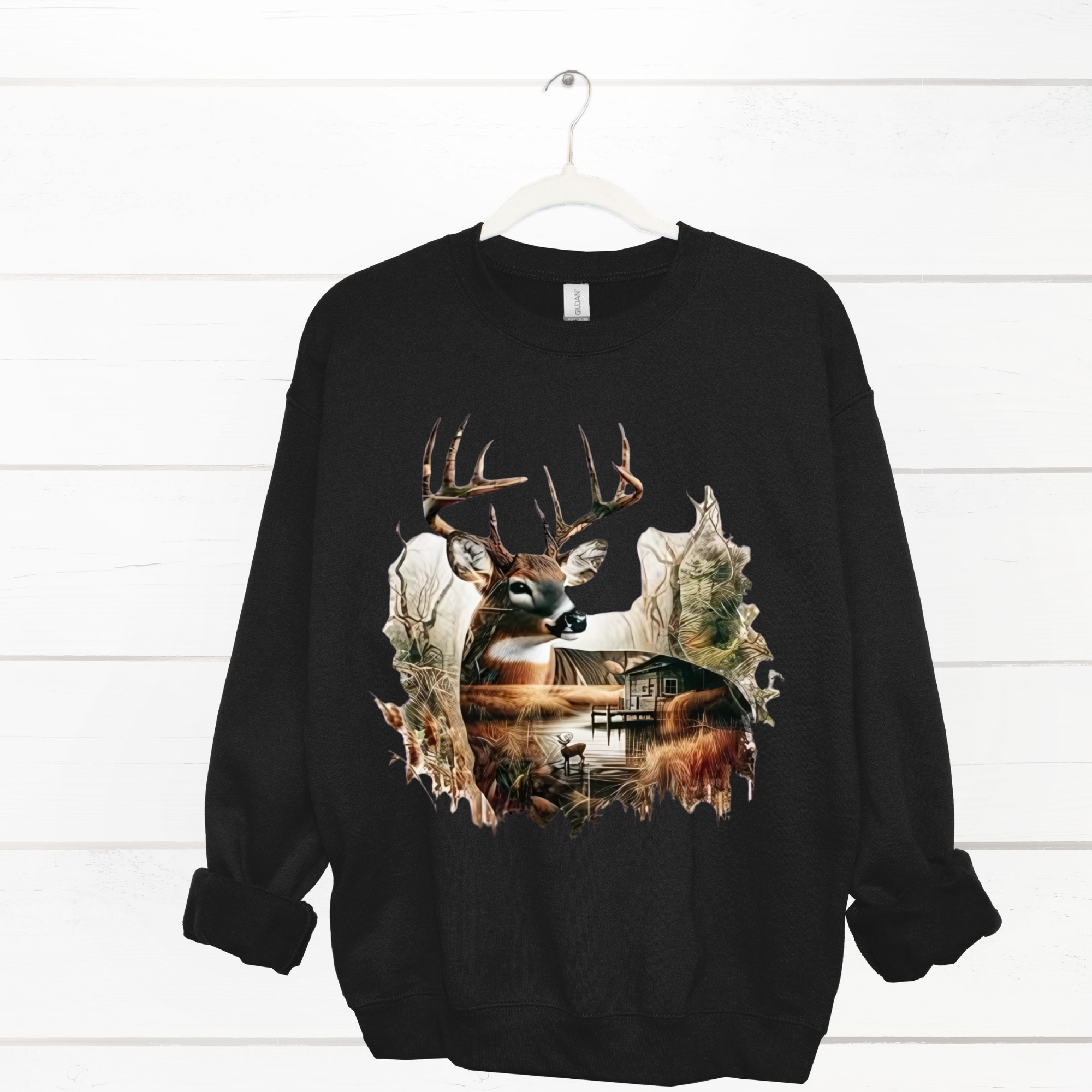 Deer With Hunting Scene Sweatshirt