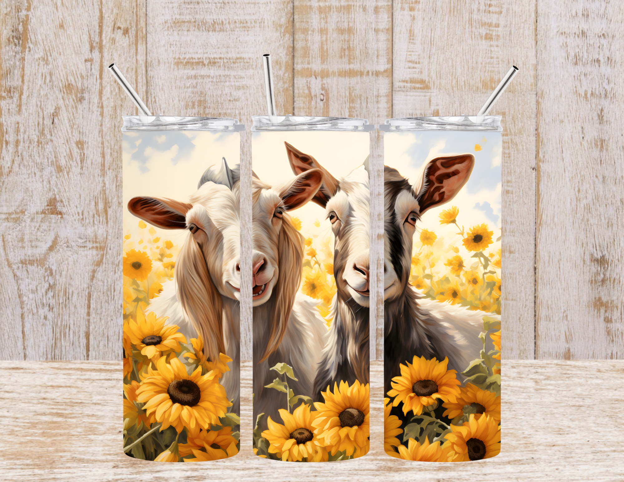 2 GOATS & SUNFLOWER FIELD