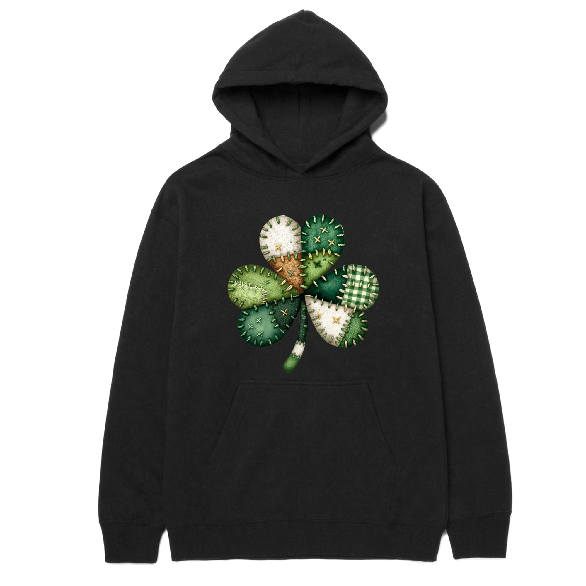 Patchwork Saint Patrick Day Shamrock Hoodie