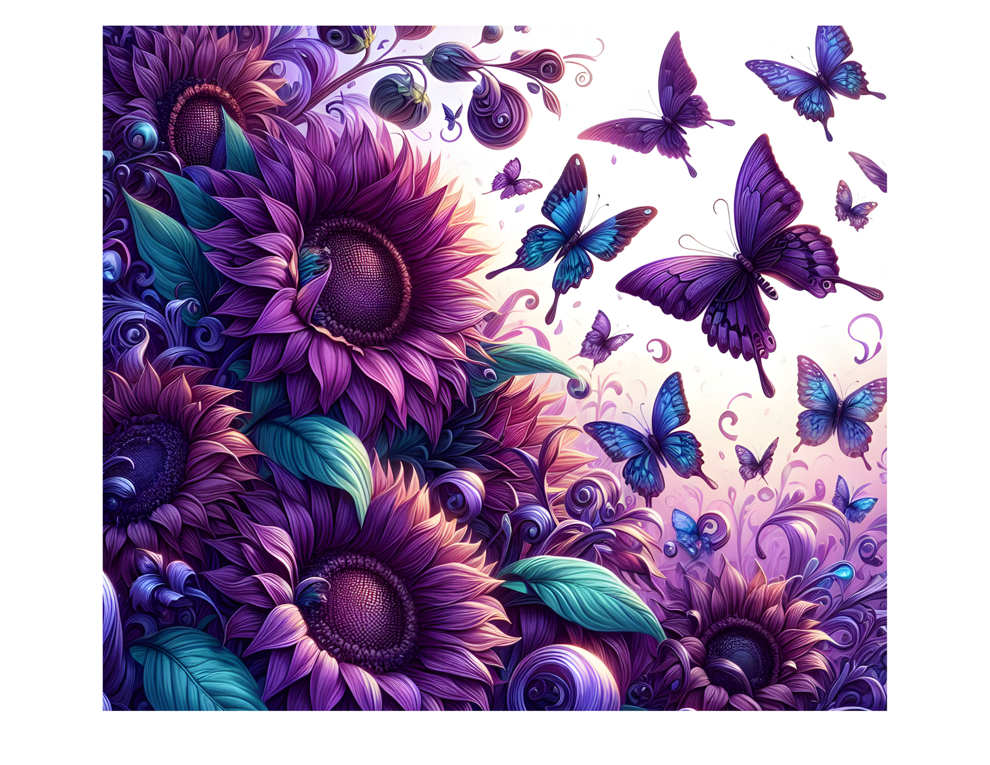 Teal & Purple sunflowers & butterflies.png