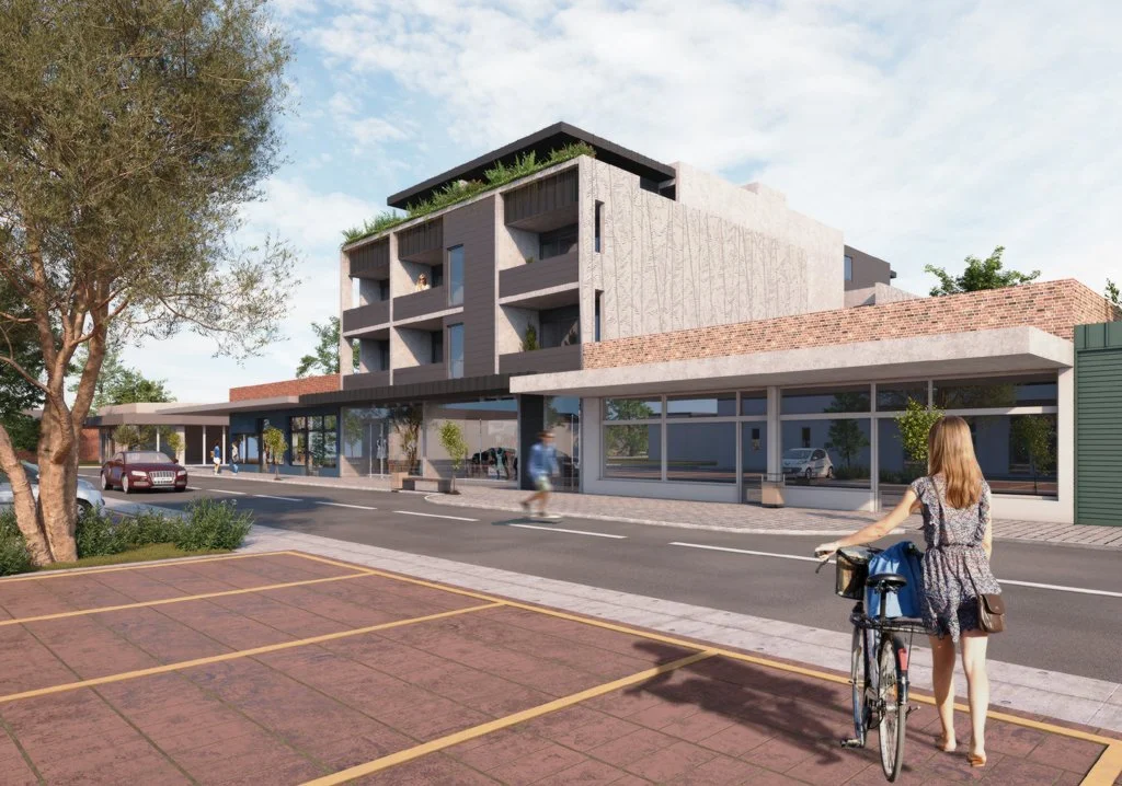  Mixed use development of 18 apartments and 2 ground floor shops located within the Broadway precinct and next to Reservoir Station. 