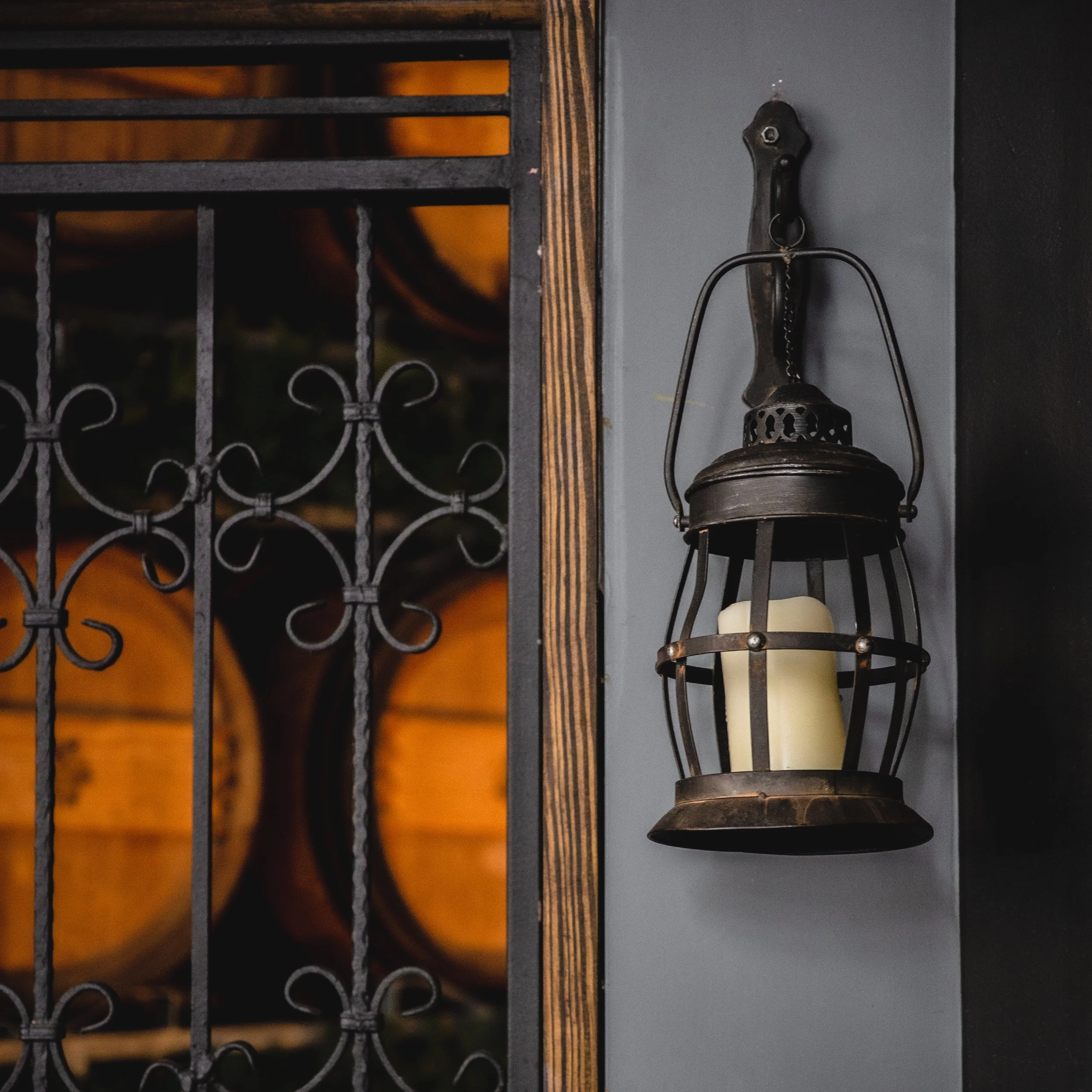 Scryer Rum barrels behind a gate.