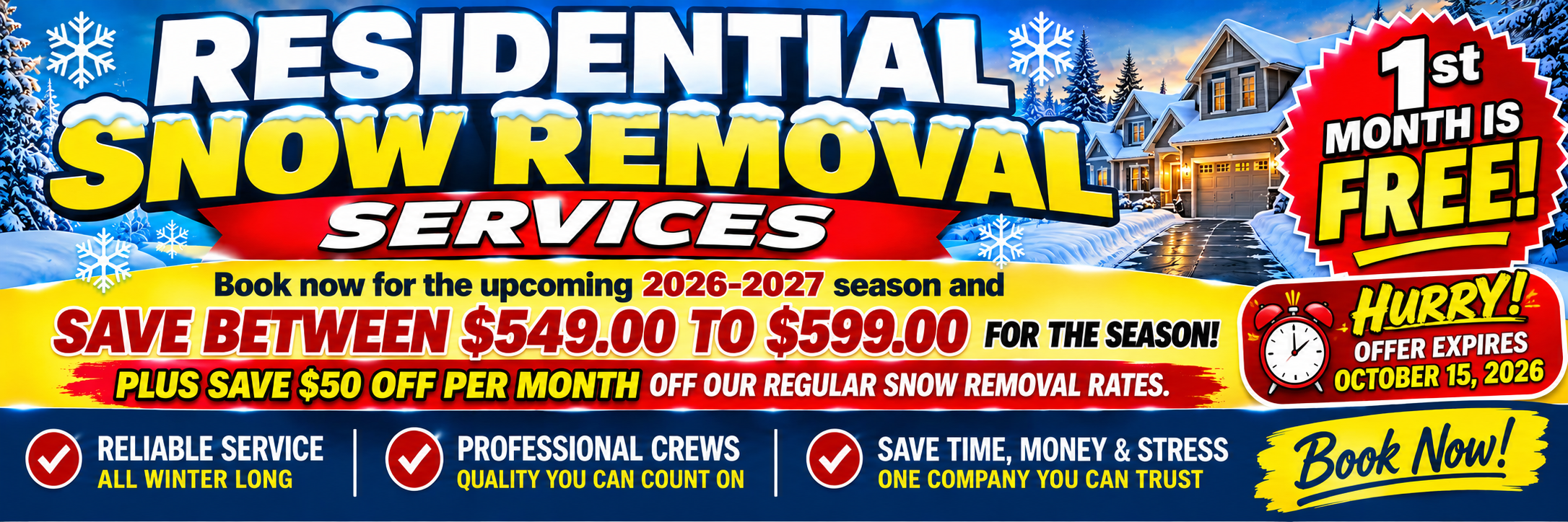 FREE SNOW REMOVAL — 1ST MONTH FREE!
PLUS SAVE $50 PER MONTH
with Helpful Guys Snow Removal Services