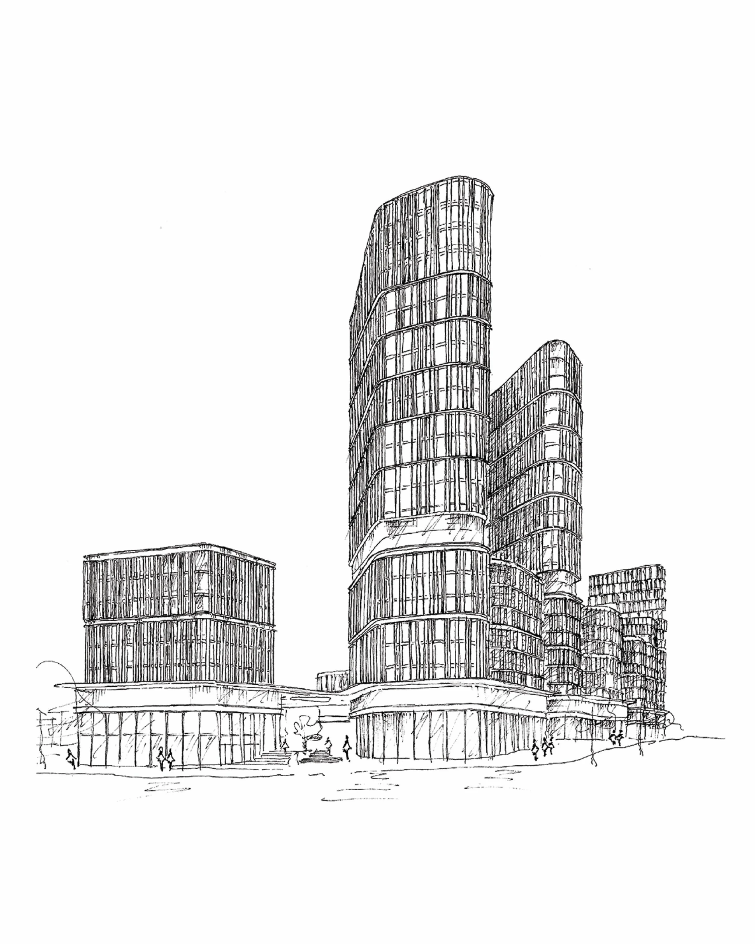 Soft edges and a rising composition of built form shape a people-centred precinct in the heart of Norwest &mdash; with activated ground-level podiums, seamless plaza connections and carefully articulated residential towers above.

Project: Brookhollo