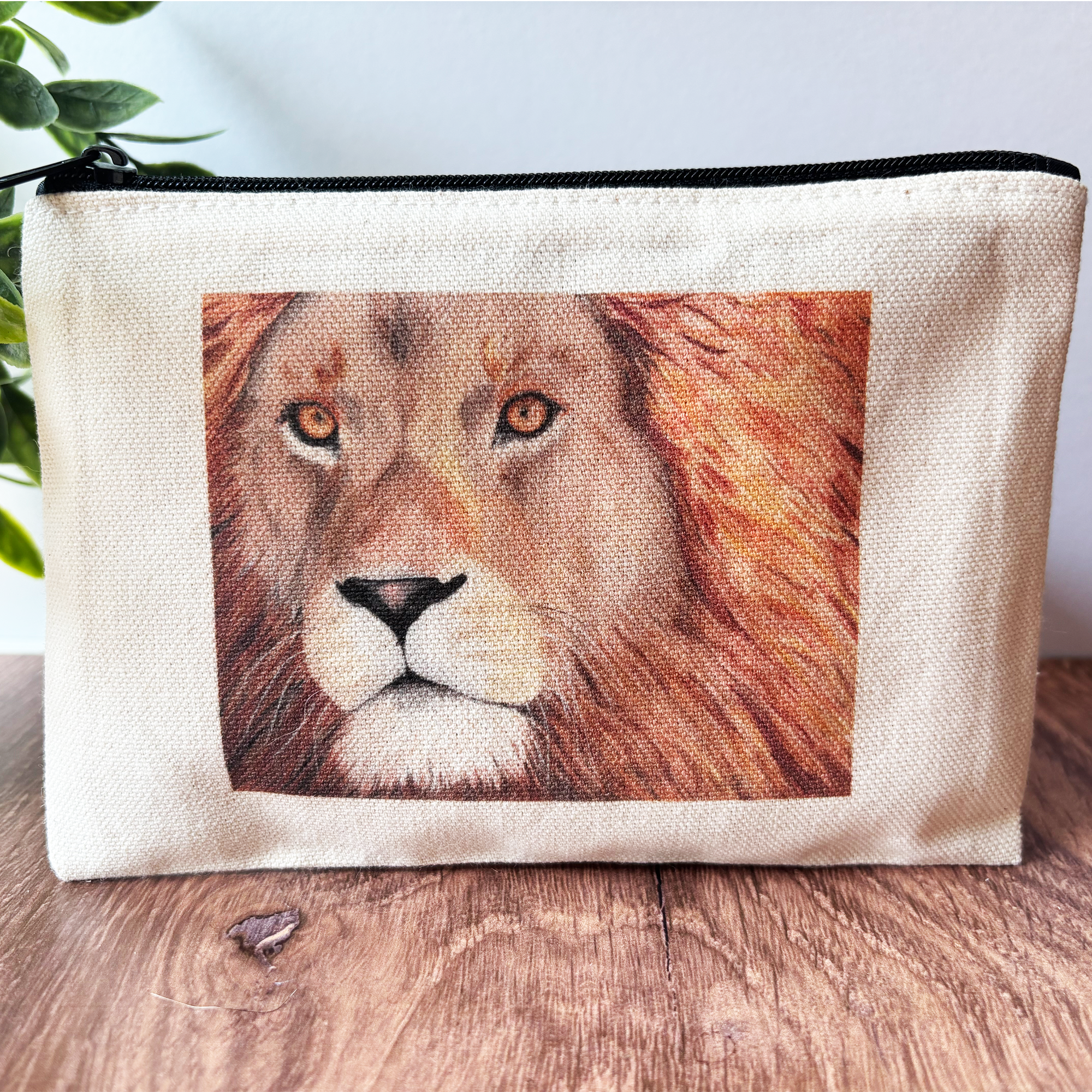 Canvas Zipper Pouch 5x7 - Lion – 100% Cotton