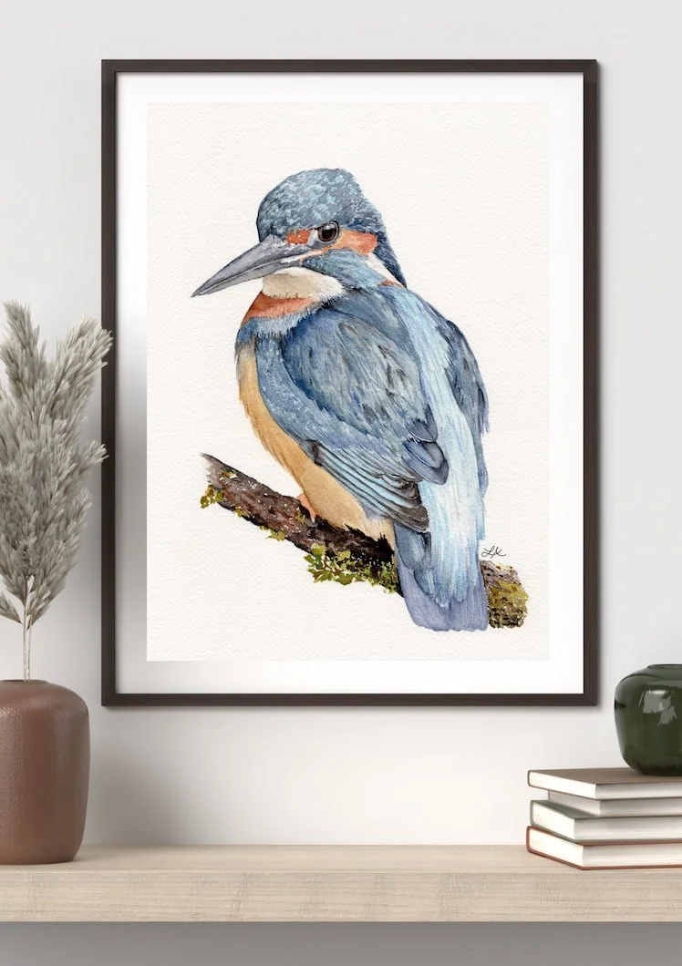 Original - Kingfisher – Watercolor Painting (8x10, Matted to 11x14)