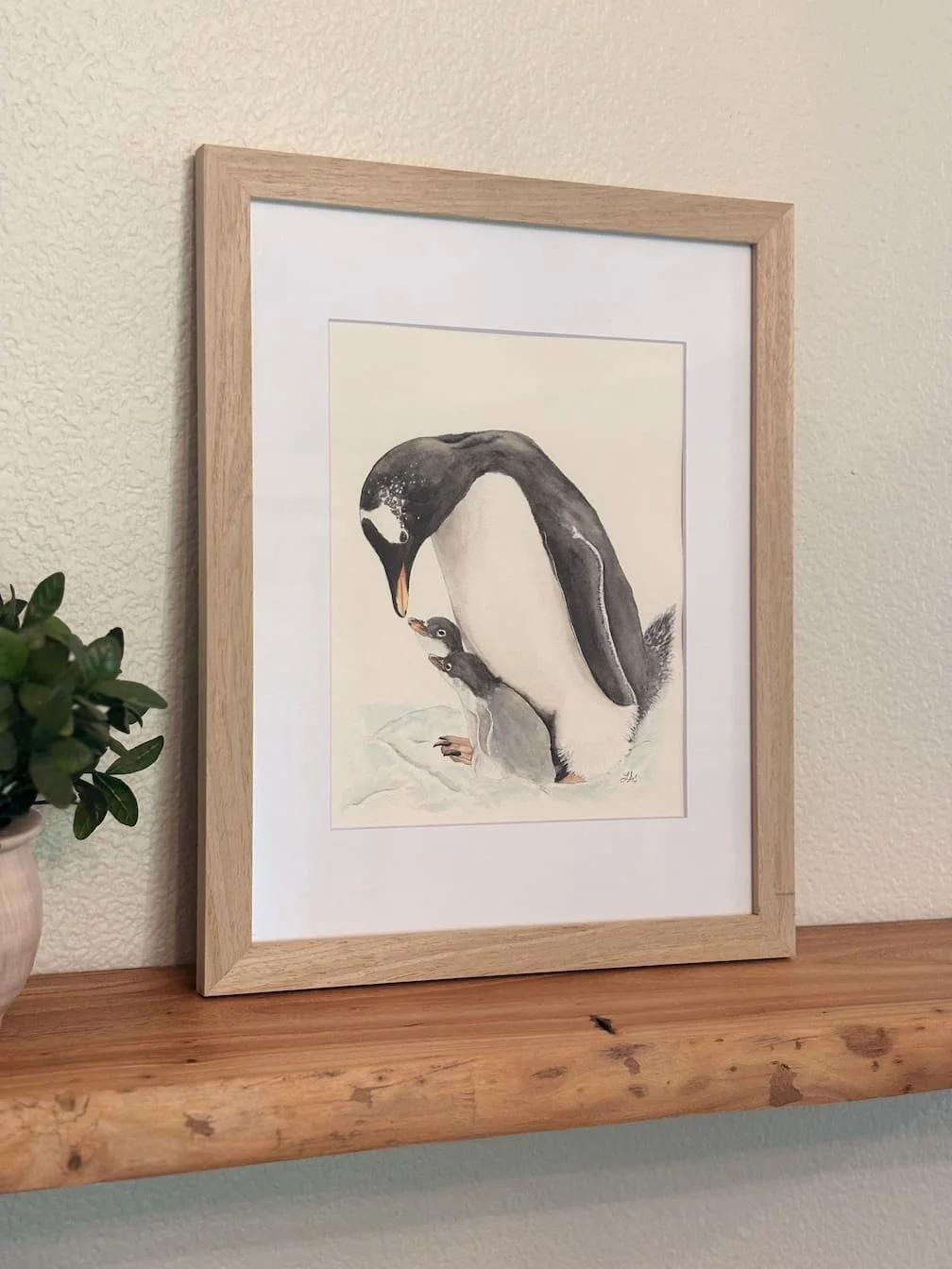 Sheltered in the Snow | Framed Original Watercolor Painting